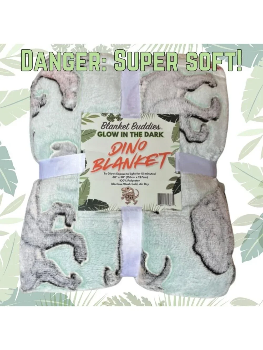 Cozy Glow in the Dark Dinosaur Fleece Throw Blanket for Kids, 50